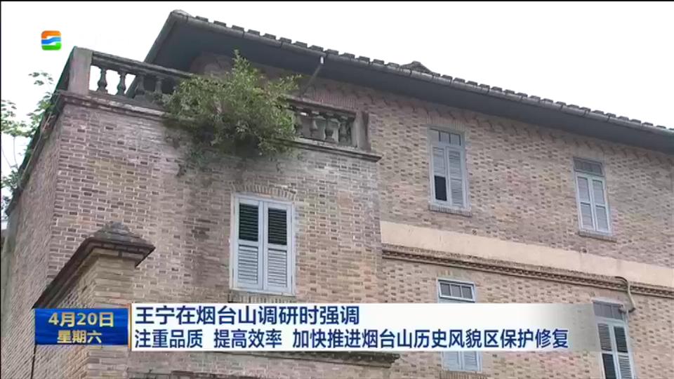 王宁在烟台山调研时强调 注重品质 提高效率 加快推进烟台山历史风貌区保护修复